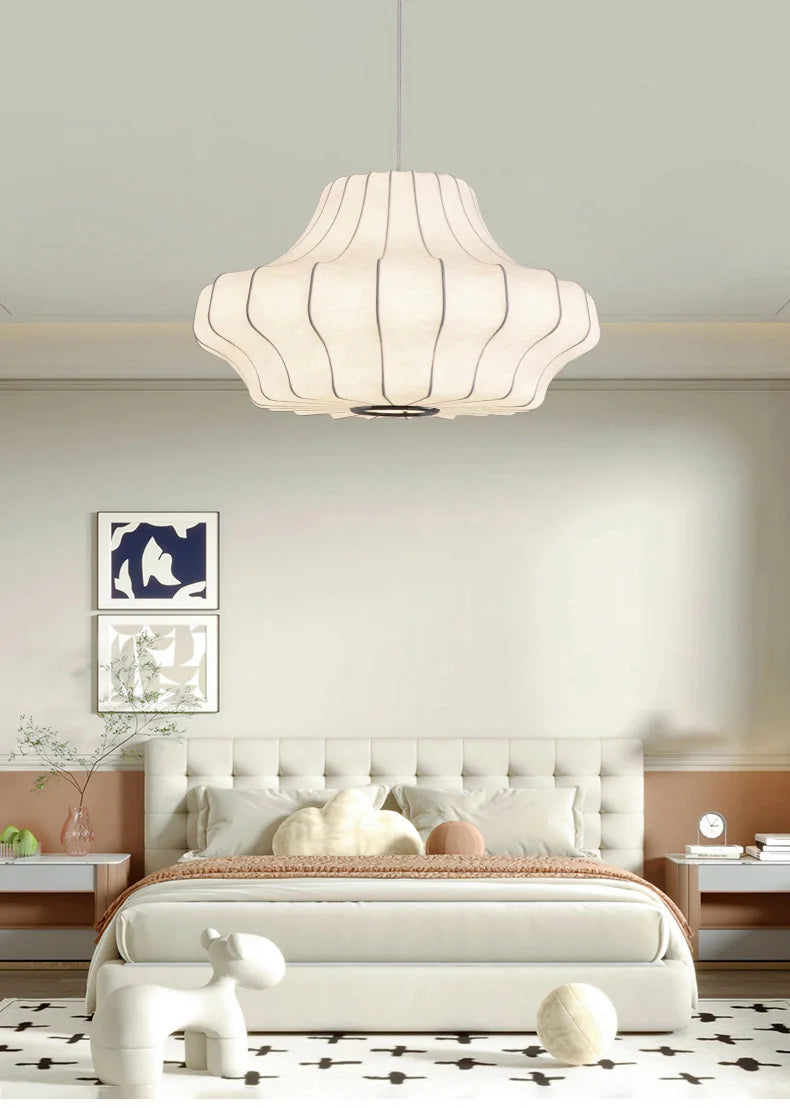 Japanese Wabi Sabi Silk Chandelier Living Dining Room Bedroom B&B Personalized Home Decor Pendant Light Indoor Lighting Fixtures