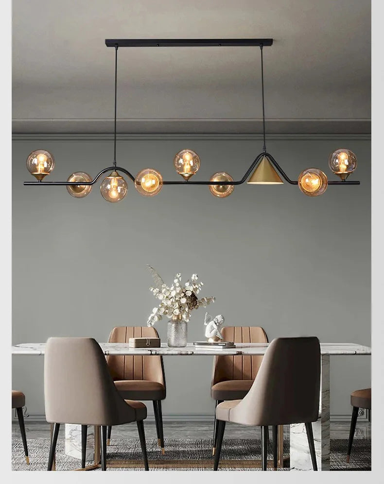 Modern Glass Ball Long Led Pendant Lights Living Dining Room Chandeliers Lighting Home Decor Bar Kitchen Hanging Lamp Luminaire