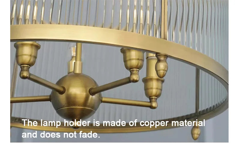 Modern Luxury Glass Chandelier Golden Copper Living Dining Bedroom Home Room Decor Ceiling Pendant Light Indoor LED Lamp Fixture