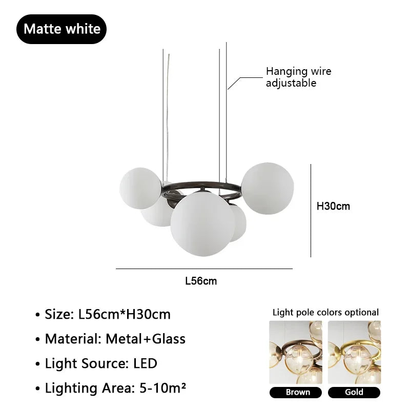 Modern Minimalism Nordic Glass Chandelier Room Decor Lights Living Dining Bedroom Luxury Pendant Lamps Indoor Lighting Fixtures