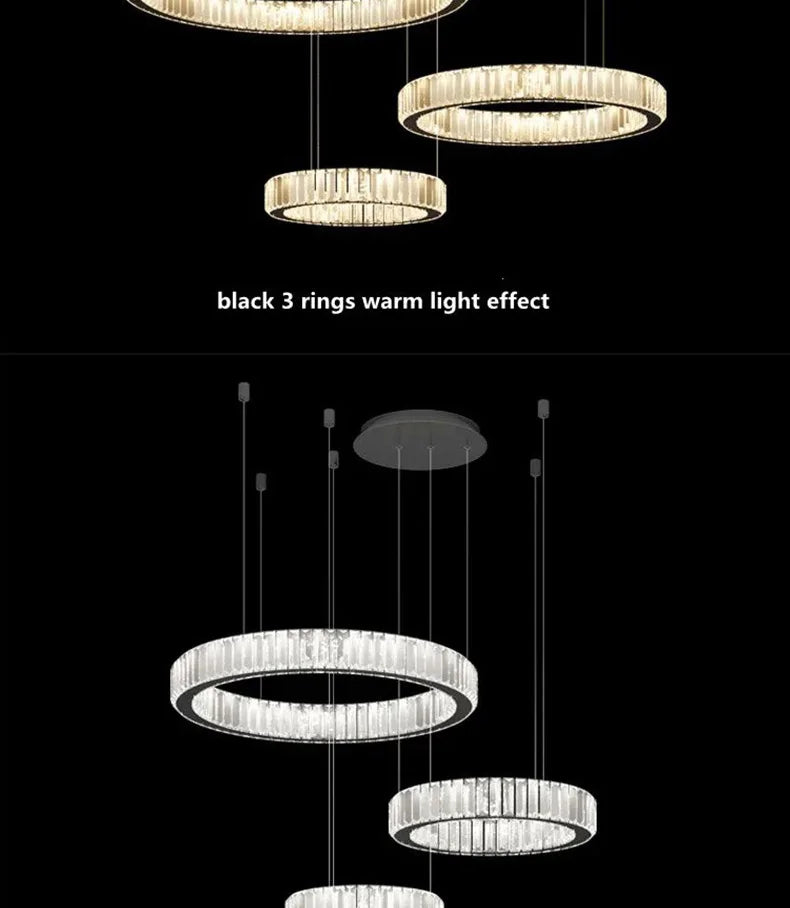 Modern Ring Led Crystal Ceiling Chandeliers Lighting Living Room Home Decor Luxury Pendant Lights Lustre Hanging Lamps Fixtures