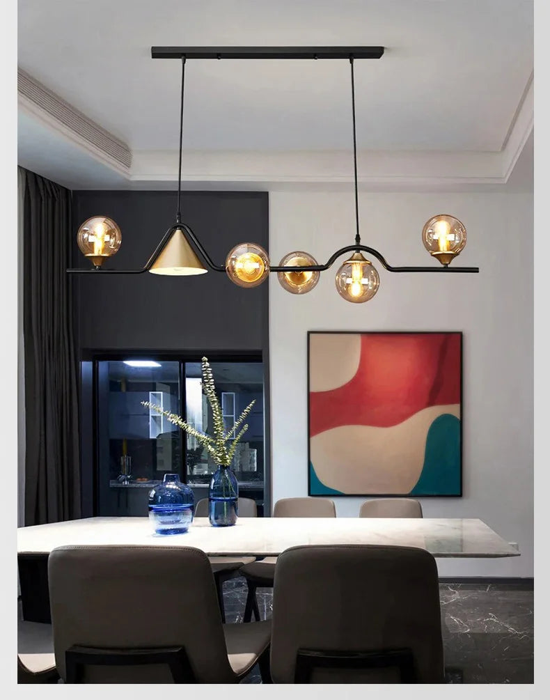 Modern Glass Ball Long Led Pendant Lights Living Dining Room Chandeliers Lighting Home Decor Bar Kitchen Hanging Lamp Luminaire