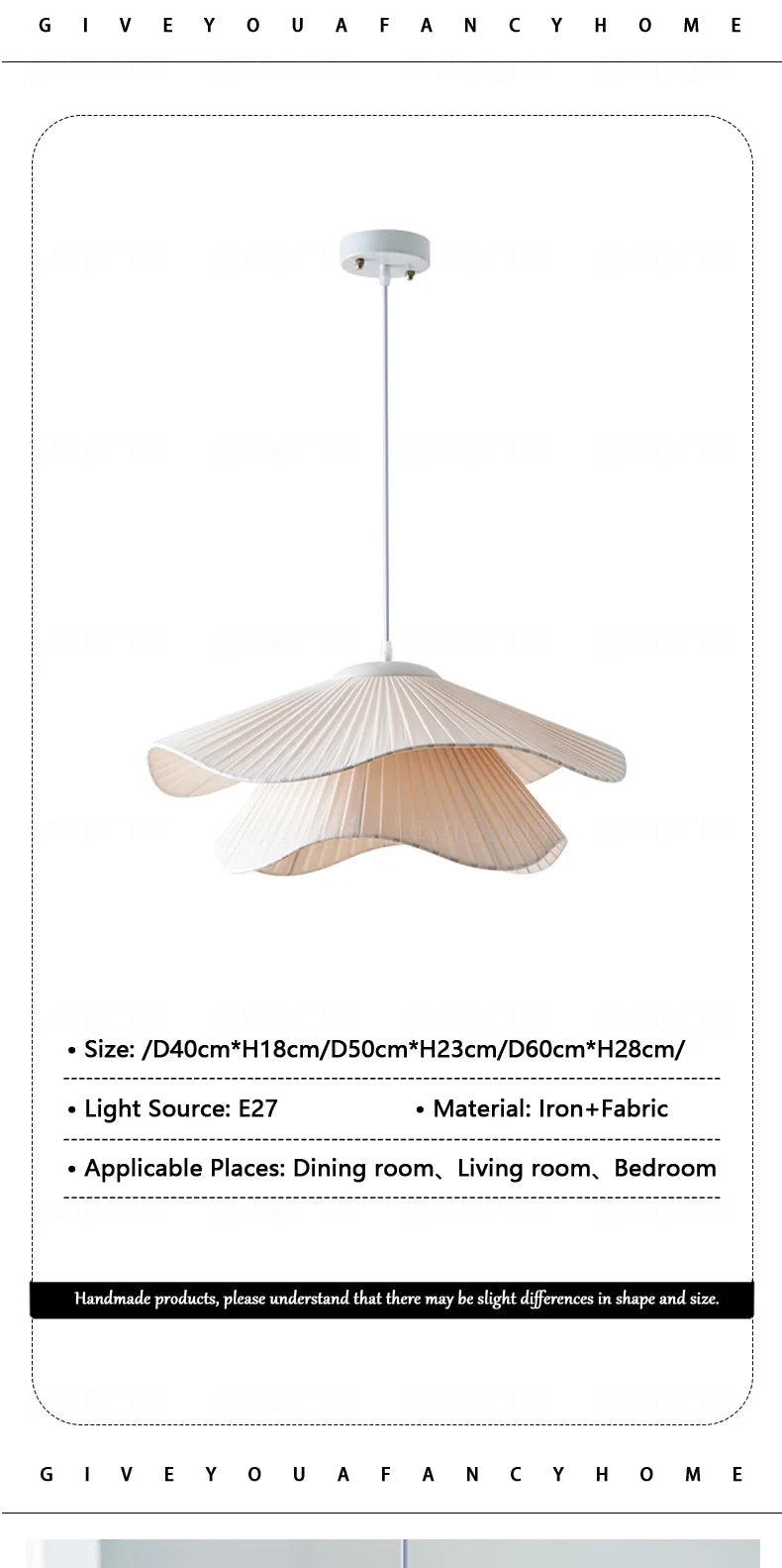 Nordic Fabric Led E27 Pendant Light Dining Living Room Bedroom Chandelier Lustre Decoration Home Ceiling Hanging Lamps Luminaire