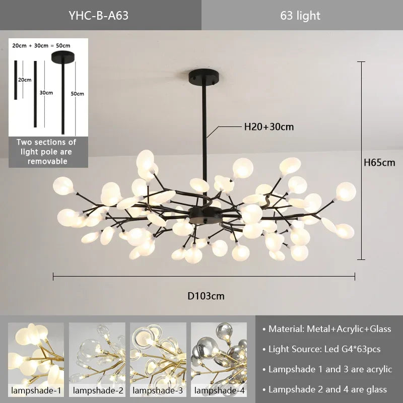 Nordic G4 Led Chandelier Lighting Modern Branch Pendant Light Living Room Gold / Black Led Luminarias Art Decor Indoor Lighting