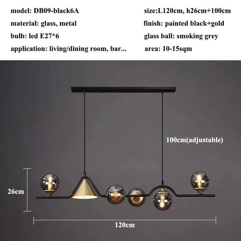 Modern Glass Ball Long Led Pendant Lights Living Dining Room Chandeliers Lighting Home Decor Bar Kitchen Hanging Lamp Luminaire