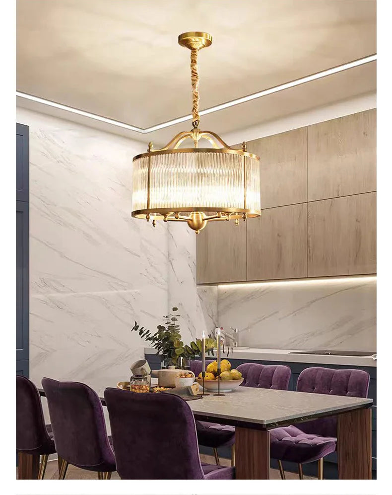 Modern Luxury Glass Chandelier Golden Copper Living Dining Bedroom Home Room Decor Ceiling Pendant Light Indoor LED Lamp Fixture