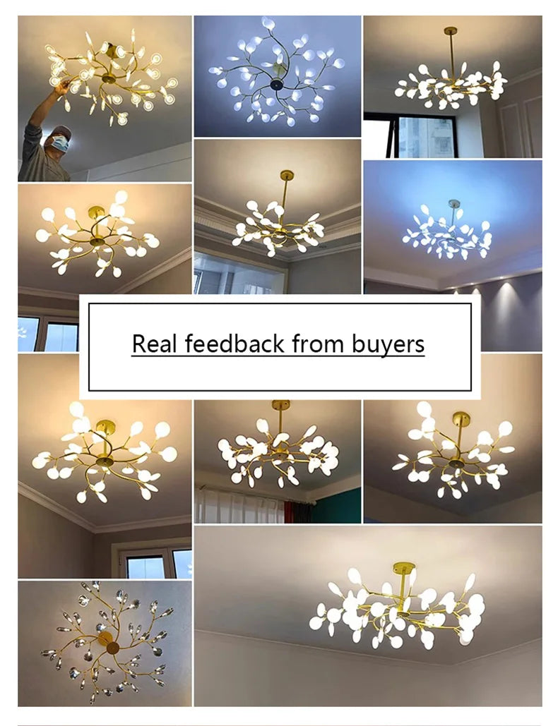 Nordic G4 Led Chandelier Lighting Modern Branch Pendant Light Living Room Gold / Black Led Luminarias Art Decor Indoor Lighting