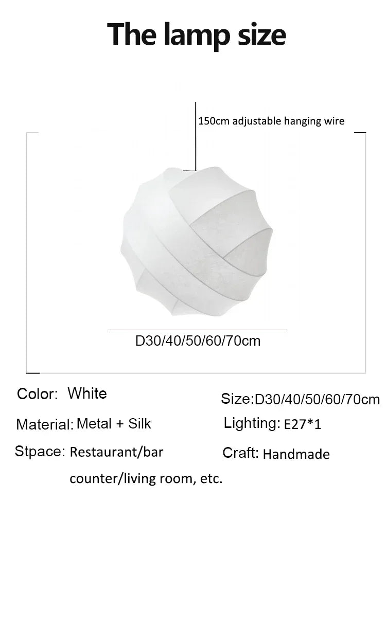 Janpanses Wabi Sabi Silk Led Pendant Lamps Living Dining Room Bedroom Chandeliers Home Decor Minimalist Hanging Lights Fixtures