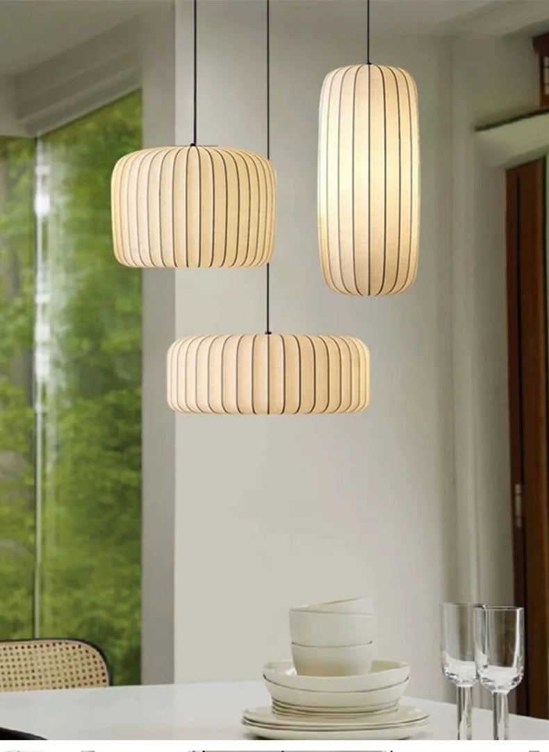 Modern Japanese Wabi Sabi Silk E27 Chandelier Nordic Home Decor Designer Lamp Living Dining Room Bedroom B&B Loft Pendant Lights