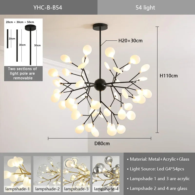 Nordic G4 Led Chandelier Lighting Modern Branch Pendant Light Living Room Gold / Black Led Luminarias Art Decor Indoor Lighting