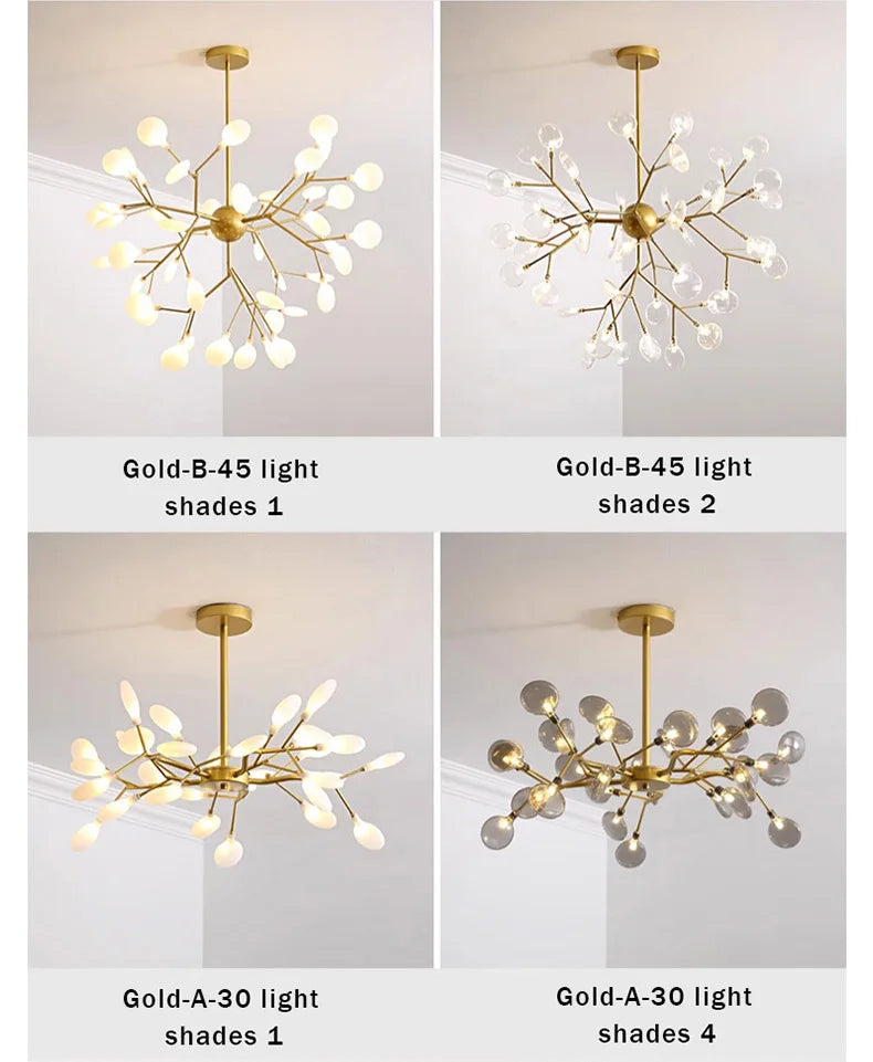 Nordic G4 Led Chandelier Lighting Modern Branch Pendant Light Living Room Gold / Black Led Luminarias Art Decor Indoor Lighting