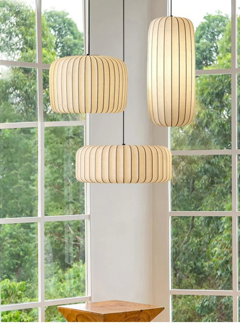 Modern Japanese Wabi Sabi Silk E27 Chandelier Nordic Home Decor Designer Lamp Living Dining Room Bedroom B&B Loft Pendant Lights
