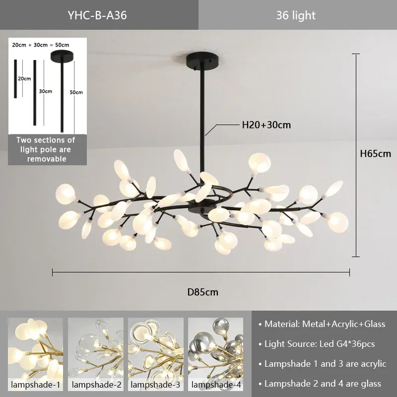 Nordic G4 Led Chandelier Lighting Modern Branch Pendant Light Living Room Gold / Black Led Luminarias Art Decor Indoor Lighting