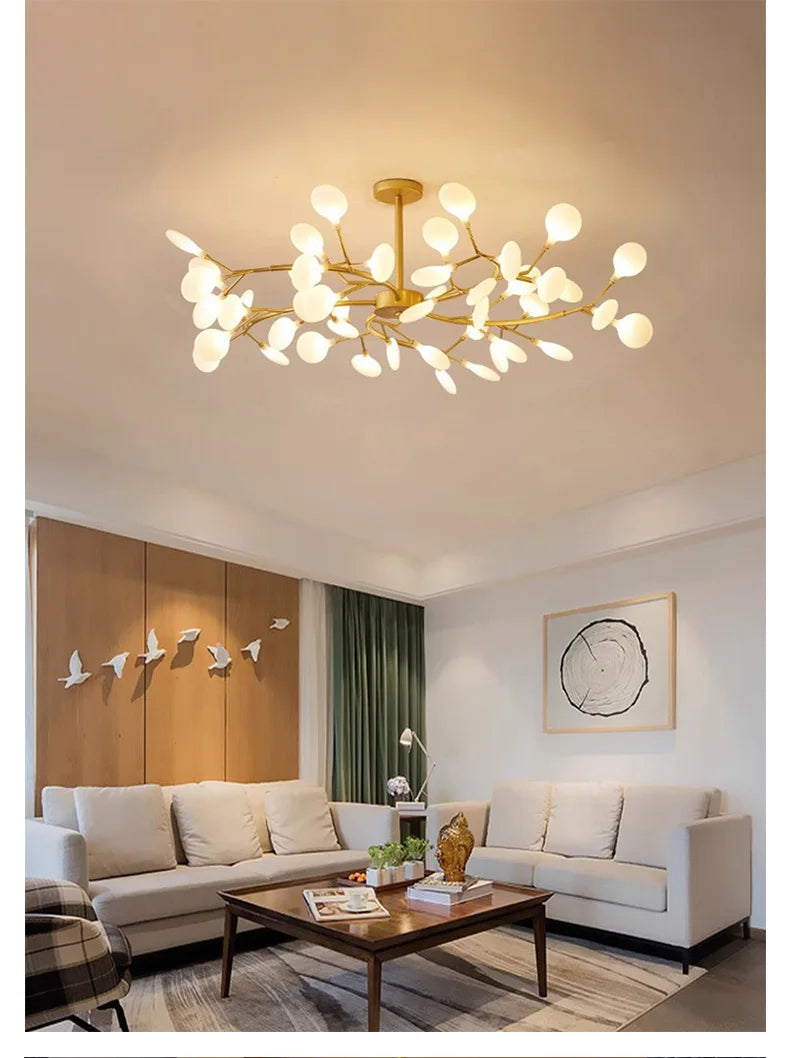 Nordic G4 Led Chandelier Lighting Modern Branch Pendant Light Living Room Gold / Black Led Luminarias Art Decor Indoor Lighting