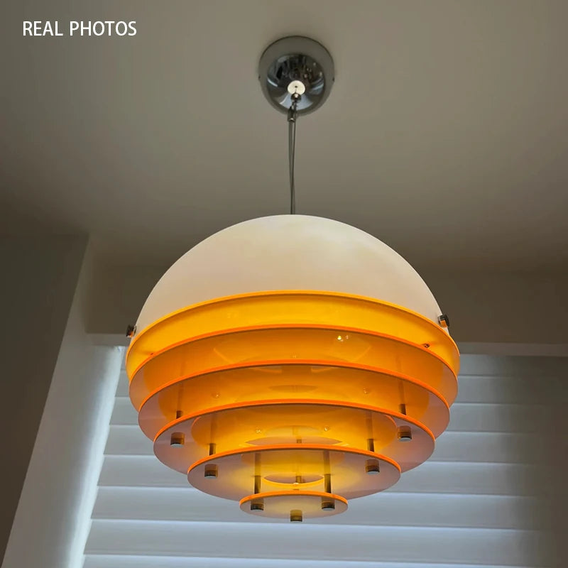 Modern Nordic Yellow Acrylic Glass Pendant Light Living Dining Bedroom Room Decor Sunset Lamp Indoor Lustre Lighting Fixtures