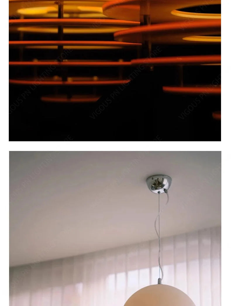 Modern Nordic Yellow Acrylic Glass Pendant Light Living Dining Bedroom Room Decor Sunset Lamp Indoor Lustre Lighting Fixtures