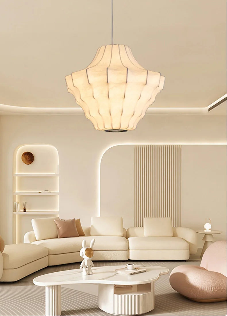 Japanese Wabi Sabi Silk Chandelier Living Dining Room Bedroom B&B Personalized Home Decor Pendant Light Indoor Lighting Fixtures