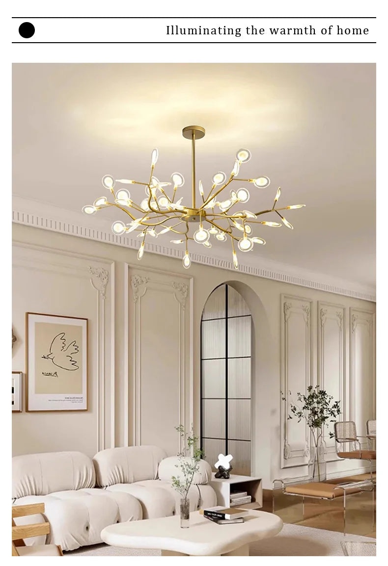 Nordic G4 Led Chandelier Lighting Modern Branch Pendant Light Living Room Gold / Black Led Luminarias Art Decor Indoor Lighting