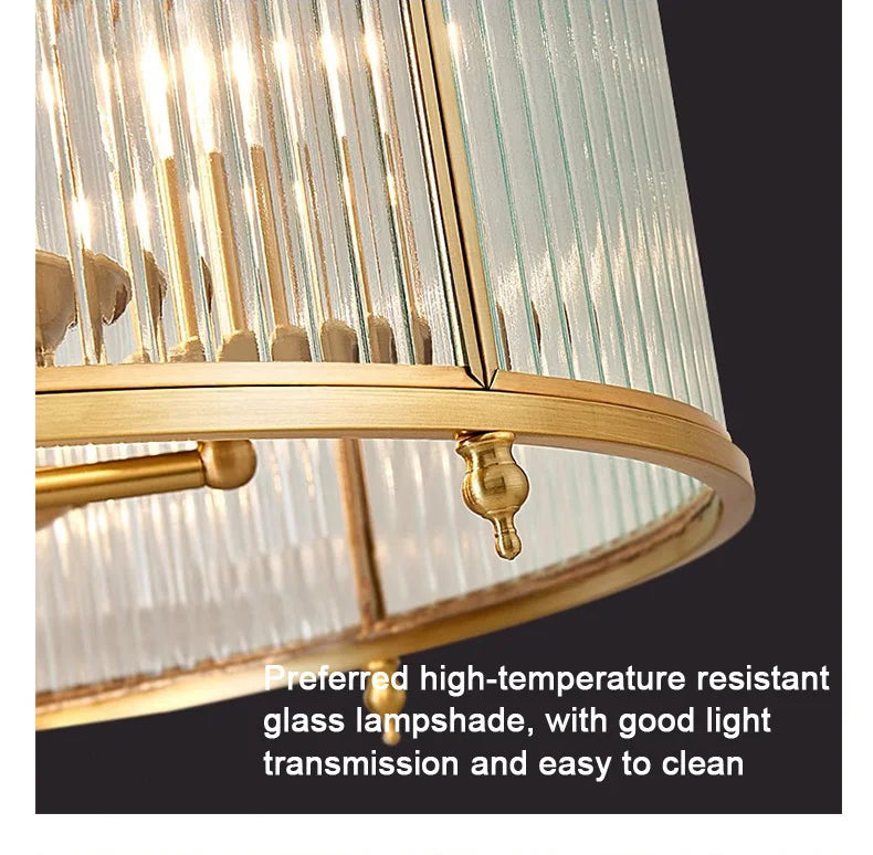 Modern Luxury Glass Chandelier Golden Copper Living Dining Bedroom Home Room Decor Ceiling Pendant Light Indoor LED Lamp Fixture
