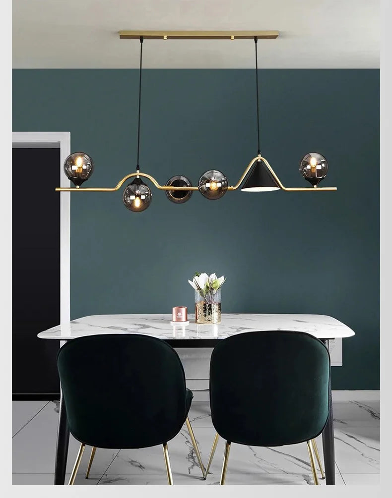 Modern Glass Ball Long Led Pendant Lights Living Dining Room Chandeliers Lighting Home Decor Bar Kitchen Hanging Lamp Luminaire