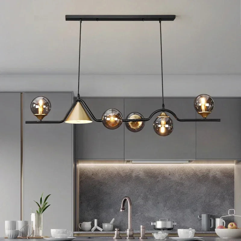 Modern Glass Ball Long Led Pendant Lights Living Dining Room Chandeliers Lighting Home Decor Bar Kitchen Hanging Lamp Luminaire