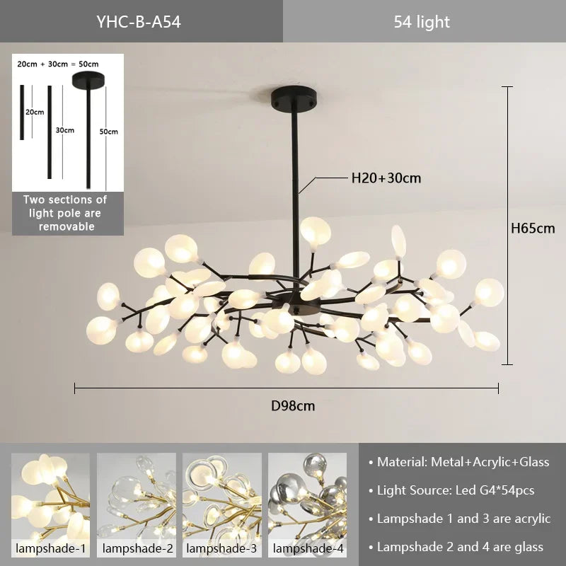 Nordic G4 Led Chandelier Lighting Modern Branch Pendant Light Living Room Gold / Black Led Luminarias Art Decor Indoor Lighting