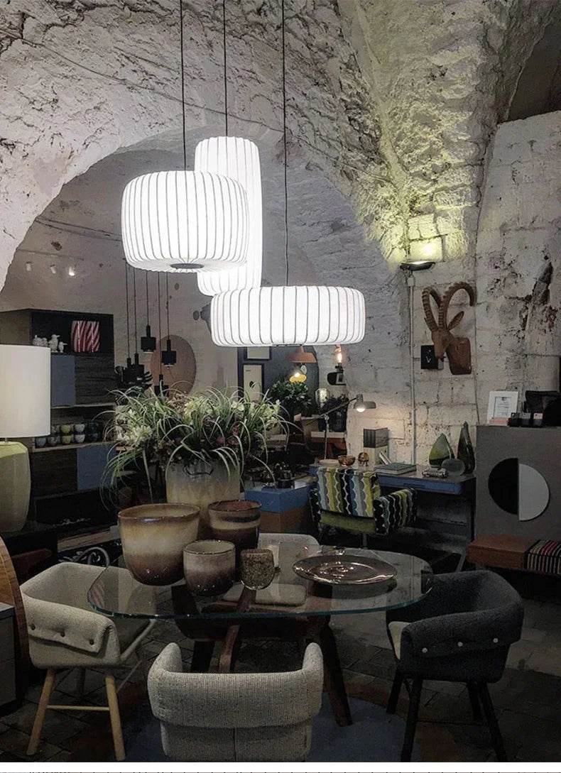 Modern Japanese Wabi Sabi Silk E27 Chandelier Nordic Home Decor Designer Lamp Living Dining Room Bedroom B&B Loft Pendant Lights