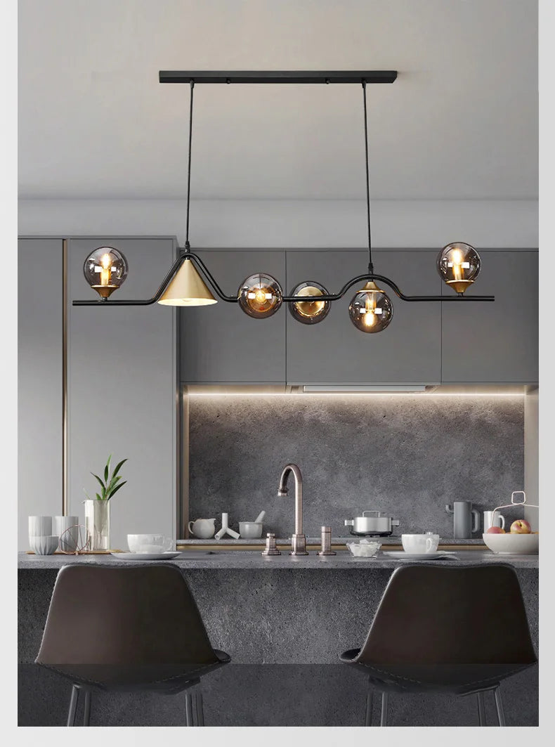 Modern Glass Ball Long Led Pendant Lights Living Dining Room Chandeliers Lighting Home Decor Bar Kitchen Hanging Lamp Luminaire