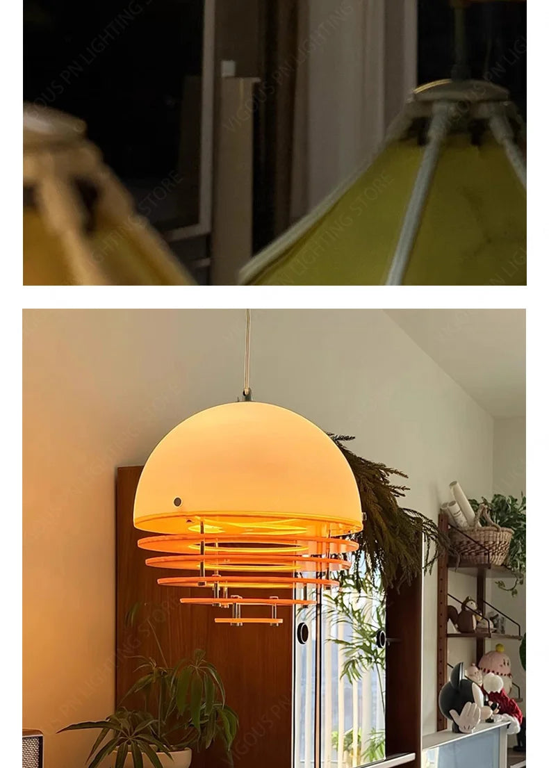Modern Nordic Yellow Acrylic Glass Pendant Light Living Dining Bedroom Room Decor Sunset Lamp Indoor Lustre Lighting Fixtures