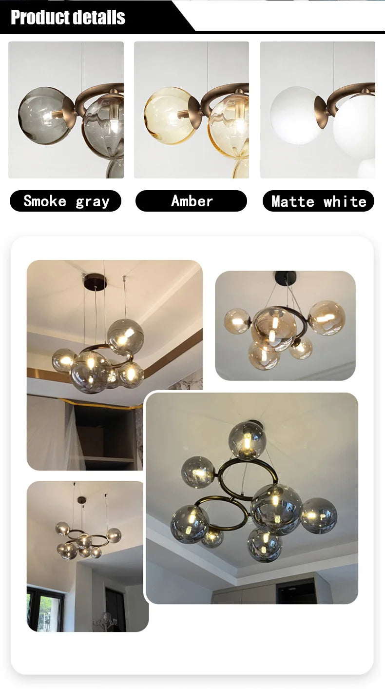 Modern Minimalism Nordic Glass Chandelier Room Decor Lights Living Dining Bedroom Luxury Pendant Lamps Indoor Lighting Fixtures