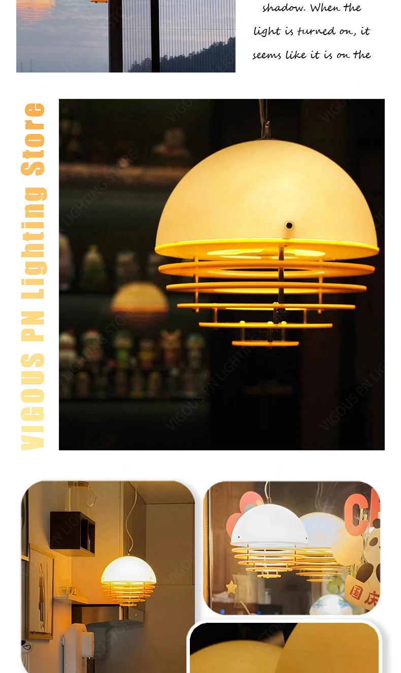 Modern Nordic Yellow Acrylic Glass Pendant Light Living Dining Bedroom Room Decor Sunset Lamp Indoor Lustre Lighting Fixtures