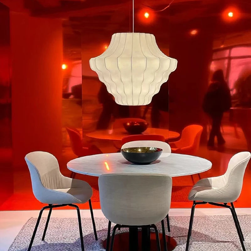 Japanese Wabi Sabi Silk Chandelier Living Dining Room Bedroom B&B Personalized Home Decor Pendant Light Indoor Lighting Fixtures