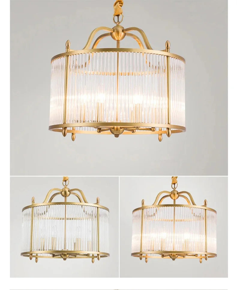 Modern Luxury Glass Chandelier Golden Copper Living Dining Bedroom Home Room Decor Ceiling Pendant Light Indoor LED Lamp Fixture