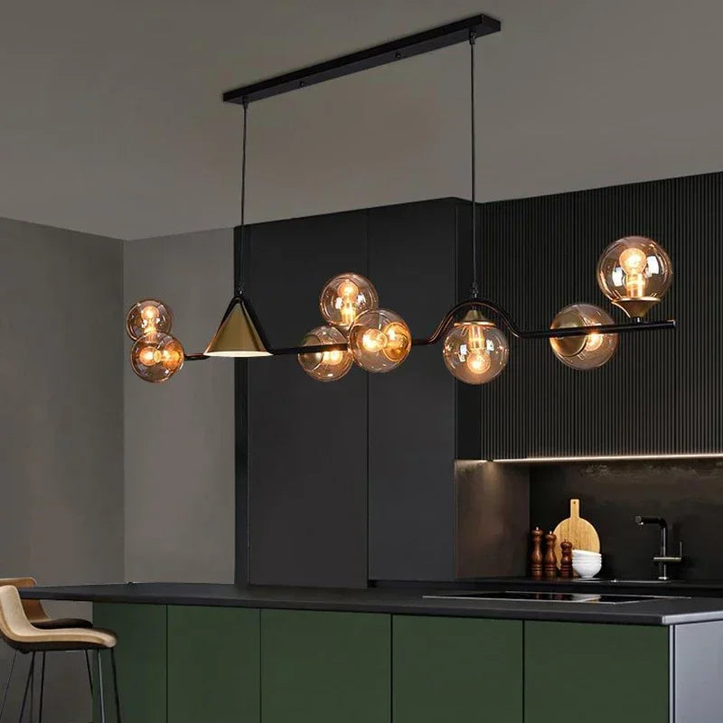Modern Glass Ball Long Led Pendant Lights Living Dining Room Chandeliers Lighting Home Decor Bar Kitchen Hanging Lamp Luminaire